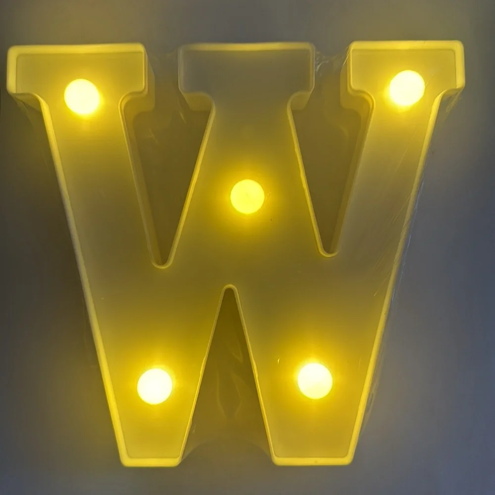 W battery powered letter light for desk, office or dorm room fun for kid party